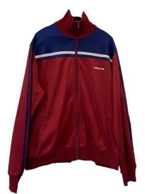 Rare and Collectible mid-‘80s West Germany adidas Red/Navy Blue Track Jacket 2XL